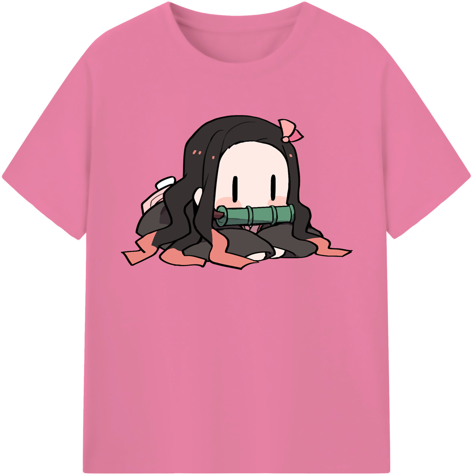 （画像用） 鬼滅の刃（きめつのやいば）竈門 禰󠄀豆子／かまど ねずこ Kamado Nezuko 綿100％半袖Tシャツ（フロントプリント）